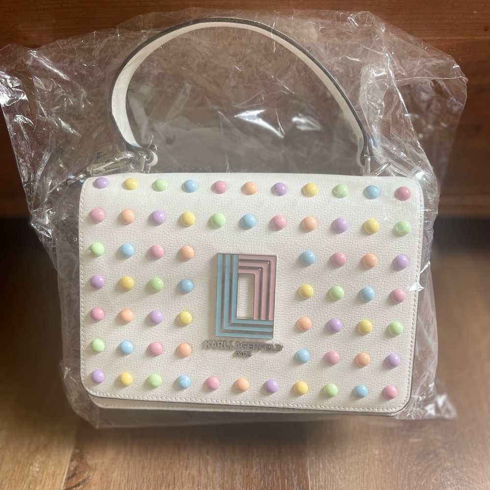 NWT KARL LAGERFELD Paris Women's Simone Studded Crossbody - Picture 6 of 8